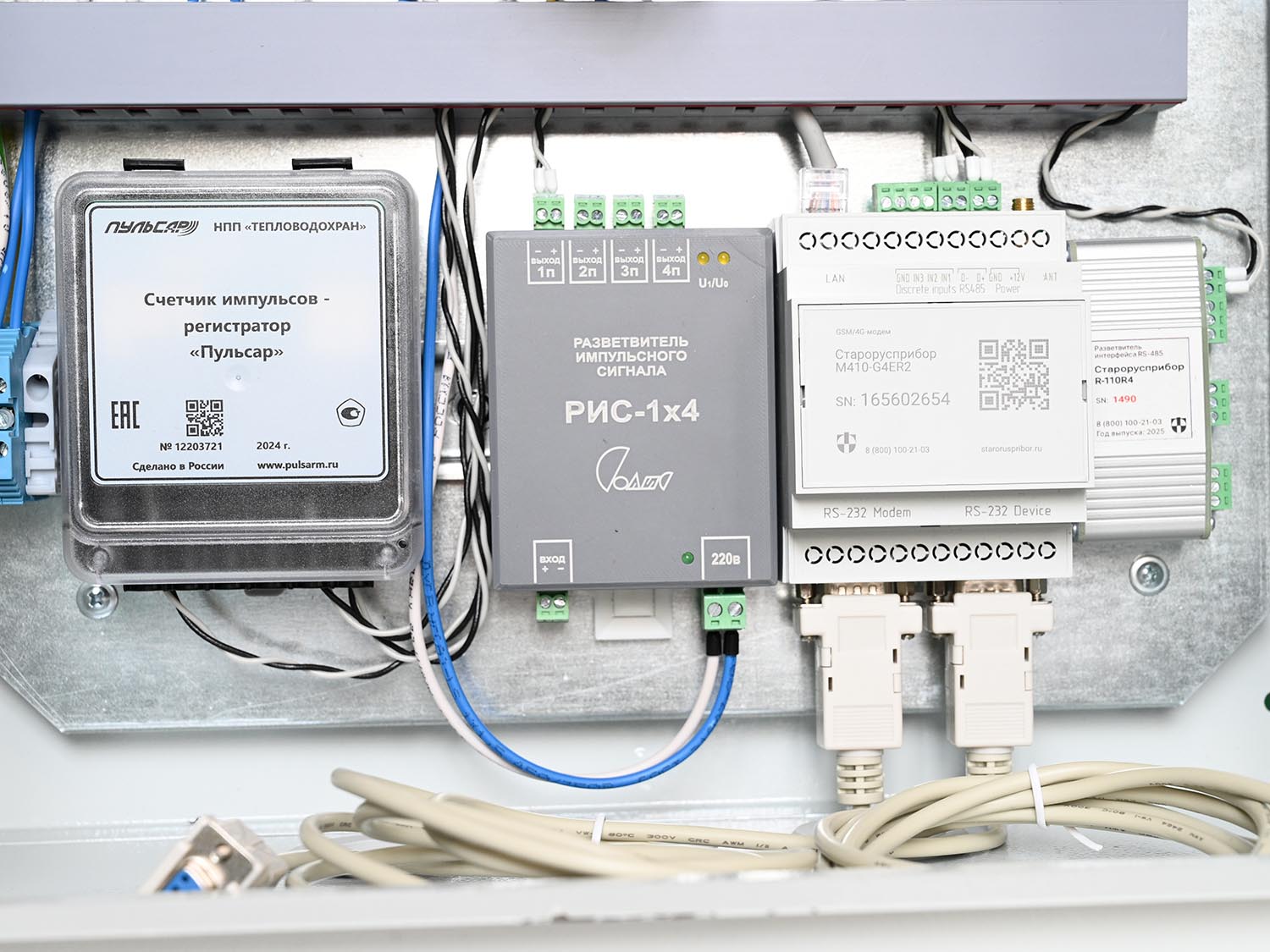 Фото ШД IP54 с Ethernet, разветвителем интерфейса и счётчиком импульсов